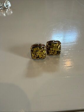 kate spade Gold Glitter Square Stud Earrings